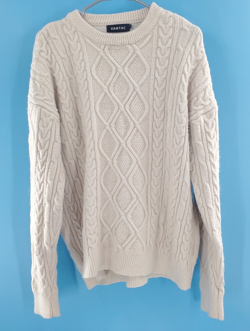 Vamtac wool blend ivory cable knit sweater